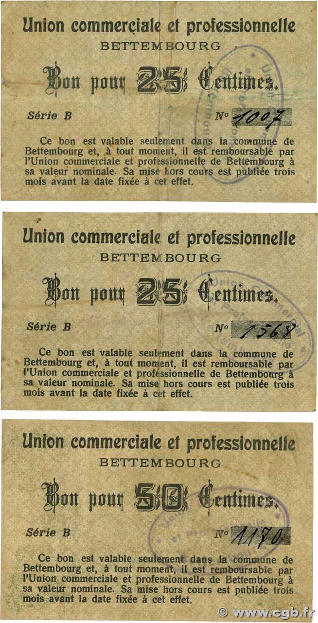 25 et 50 Centimes Lot LUXEMBOURG Bettembourg 1918 P.- TTB