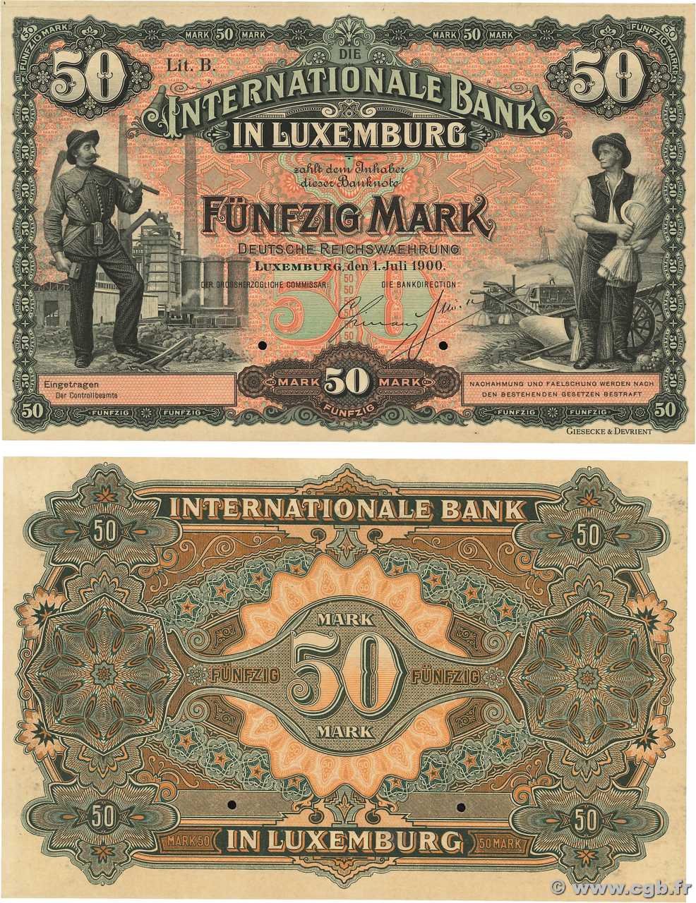 50 Mark Épreuve LUXEMBOURG  1900 P.05p AU