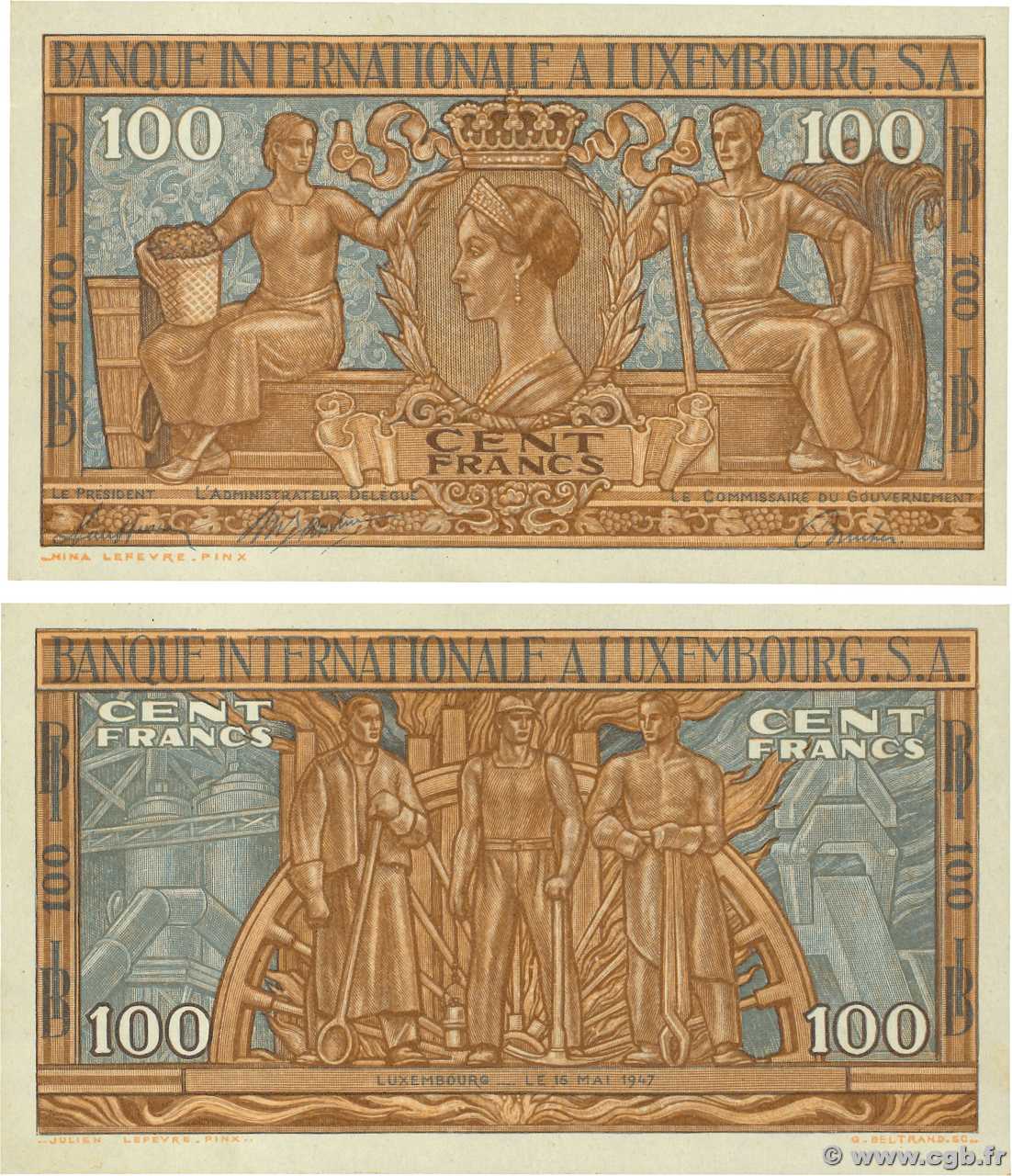100 Francs Essai LUXEMBURGO  1947 P.12p SC