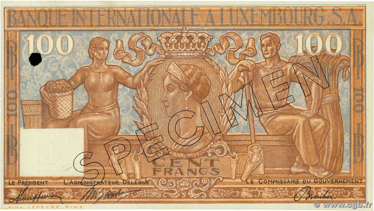 100 Francs Spécimen LUSSEMBURGO  1947 P.12s FDC