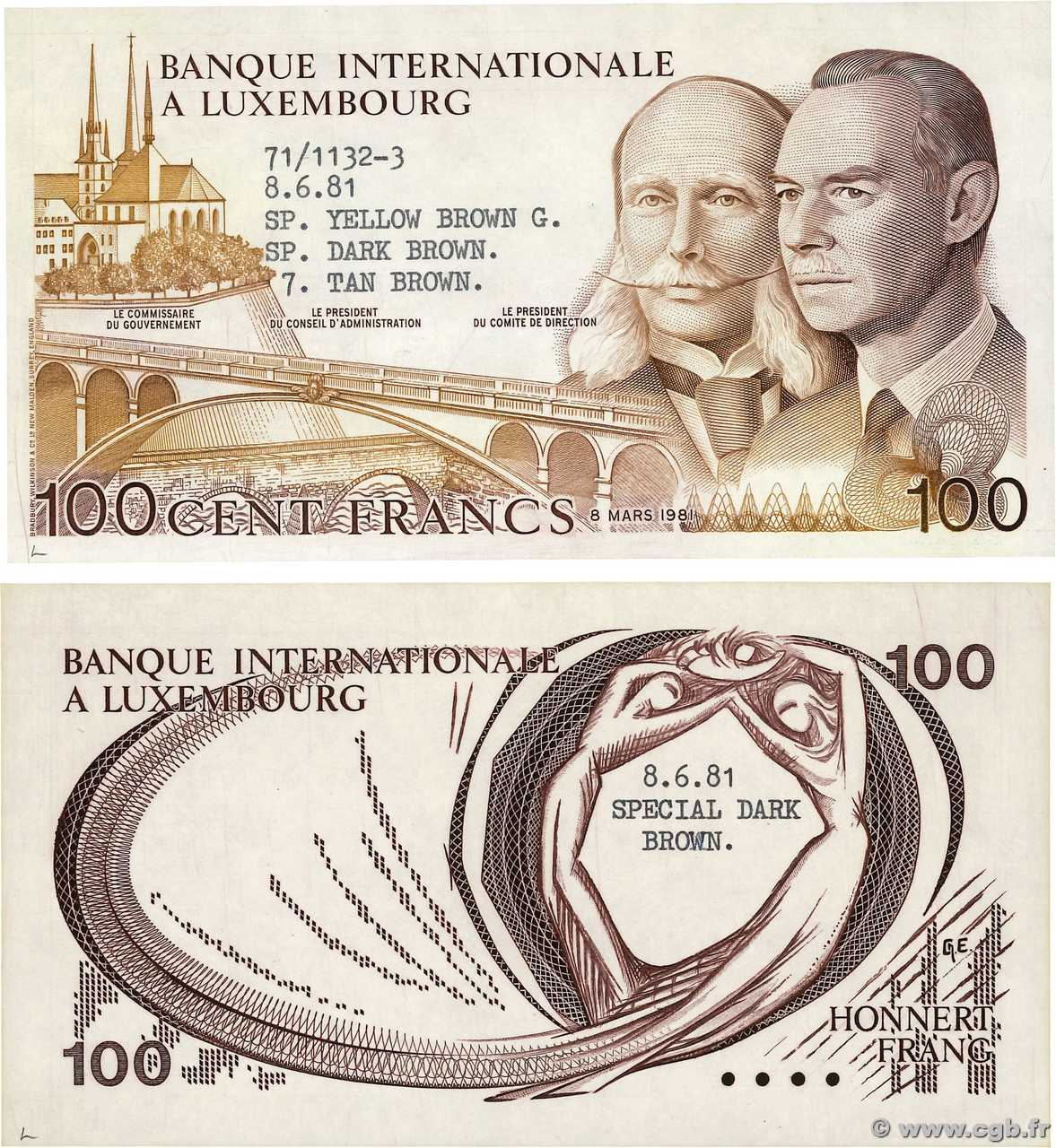 100 Francs Épreuve LUXEMBURG  1981 P.14Ap VZ