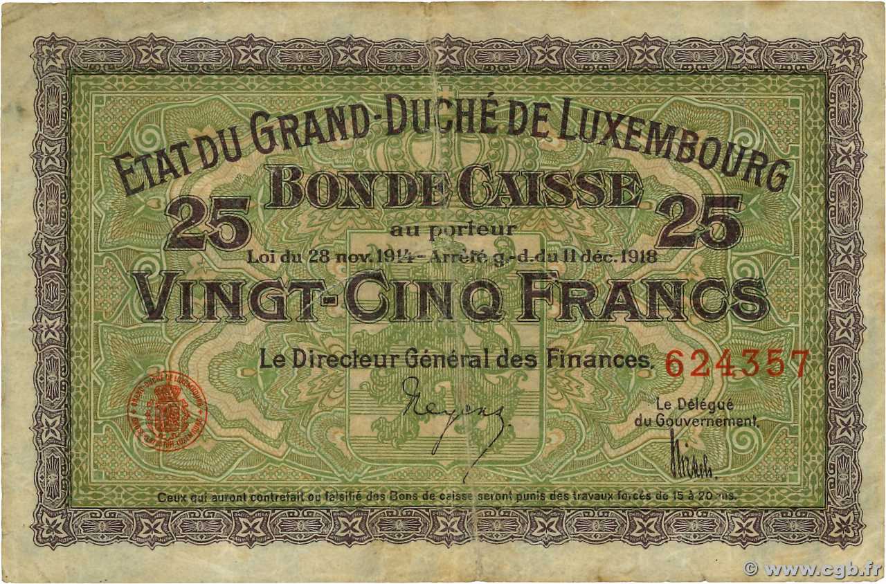 25 Francs LUSSEMBURGO  1919 P.- q.MB