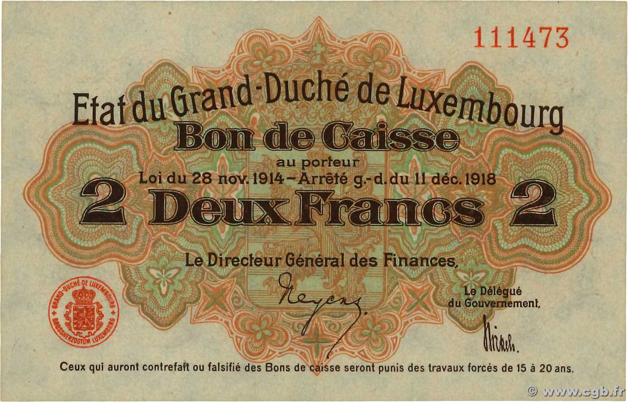 2 Francs LUXEMBOURG  1919 P.28 pr.NEUF