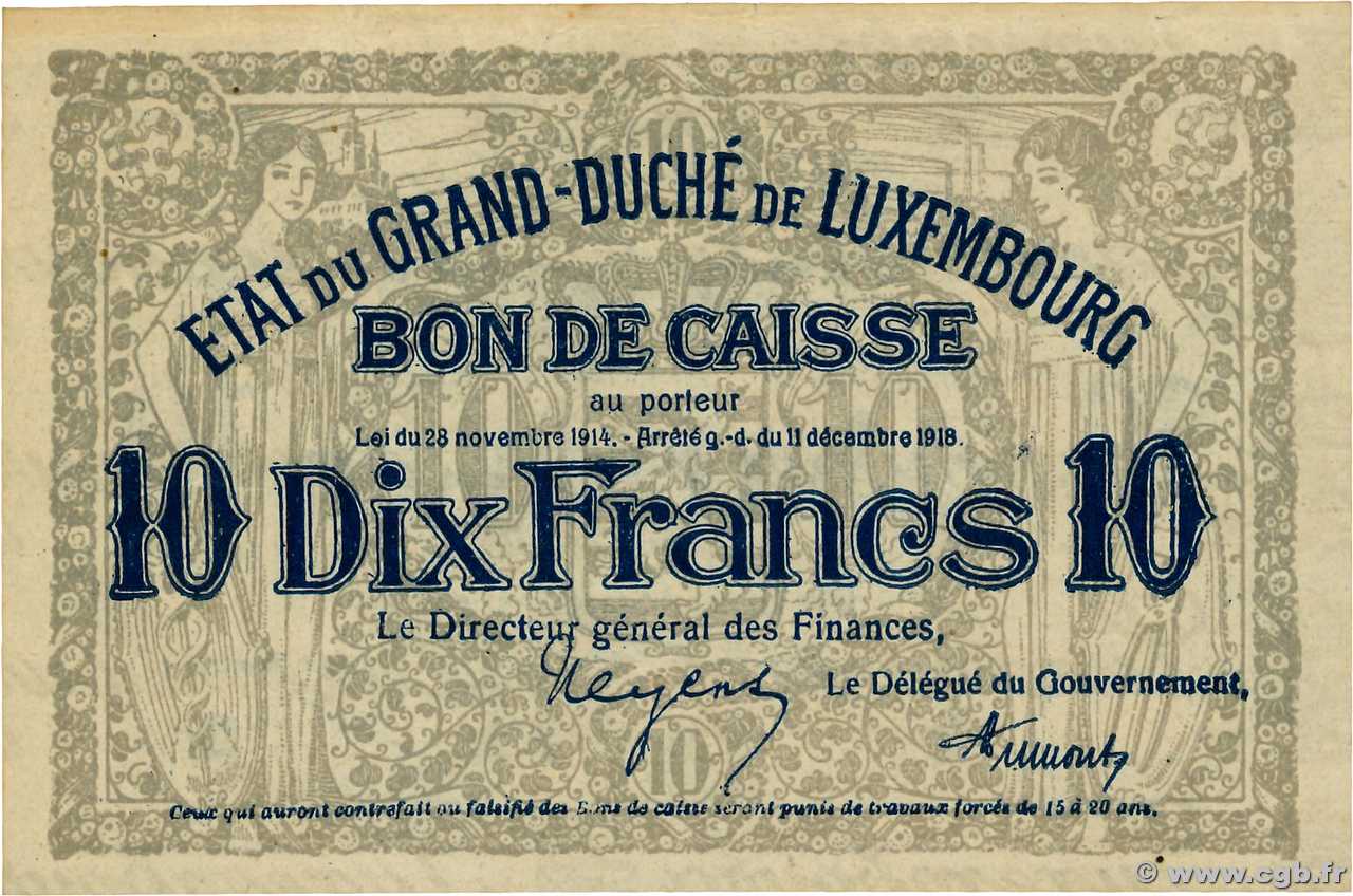 10 Francs Non émis LUXEMBOURG  1919 P.30r XF