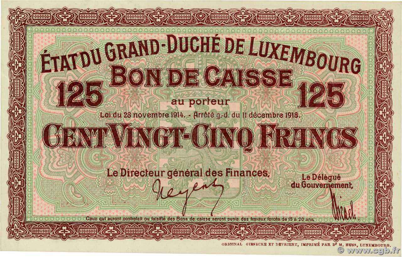 125 Francs LUXEMBOURG  1919 P.32r UNC-