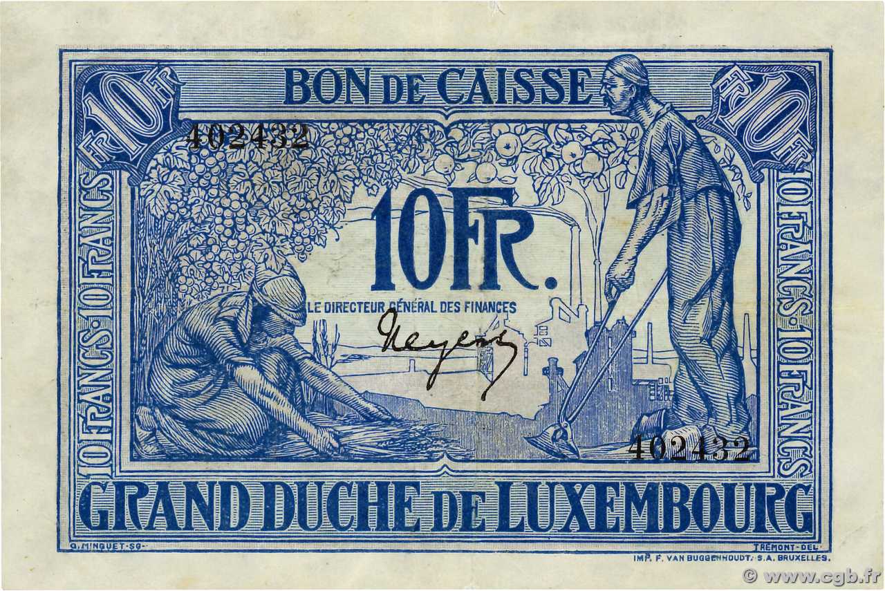 10 Francs LUXEMBOURG  1923 P.34 TTB+