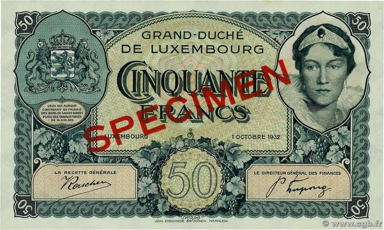 50 Francs Spécimen LUSSEMBURGO  1932 P.38s q.FDC