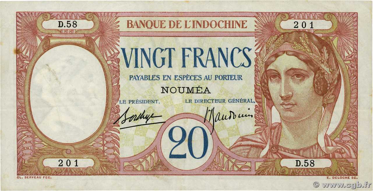 20 Francs NOUVELLE CALÉDONIE  1929 P.37b BC+