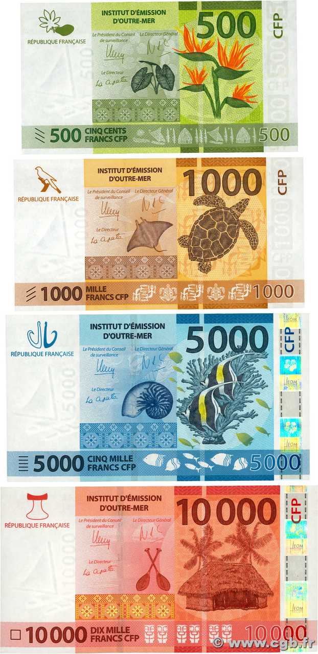 500 au 10000 Francs Lot POLYNESIA, FRENCH OVERSEAS TERRITORIES  2014 P.05 au P.08 UNC