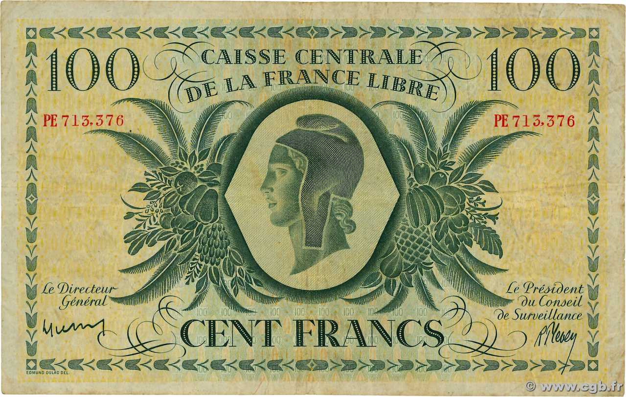 100 Francs REUNION ISLAND  1945 P.37c F