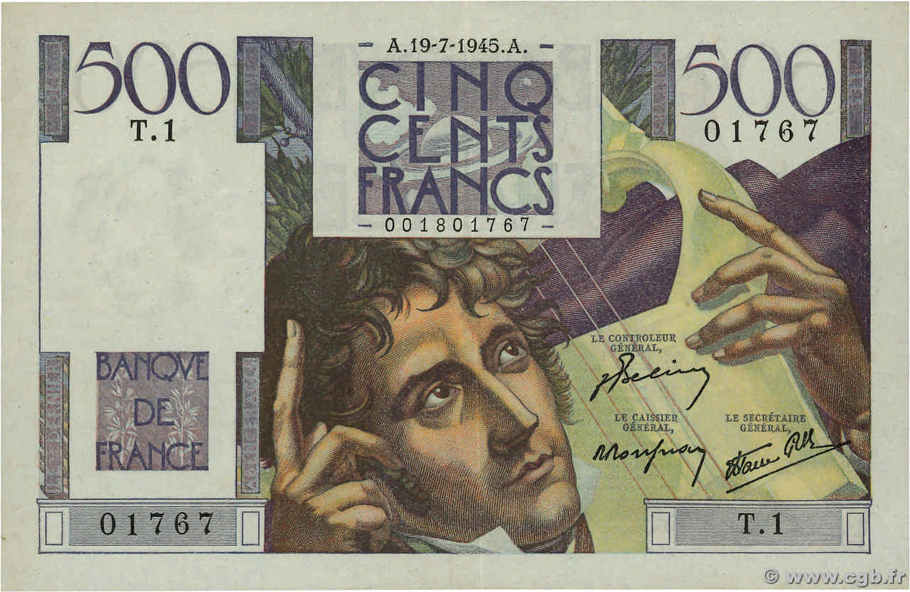500 Francs CHATEAUBRIAND FRANCE  1945 F.34.01 XF