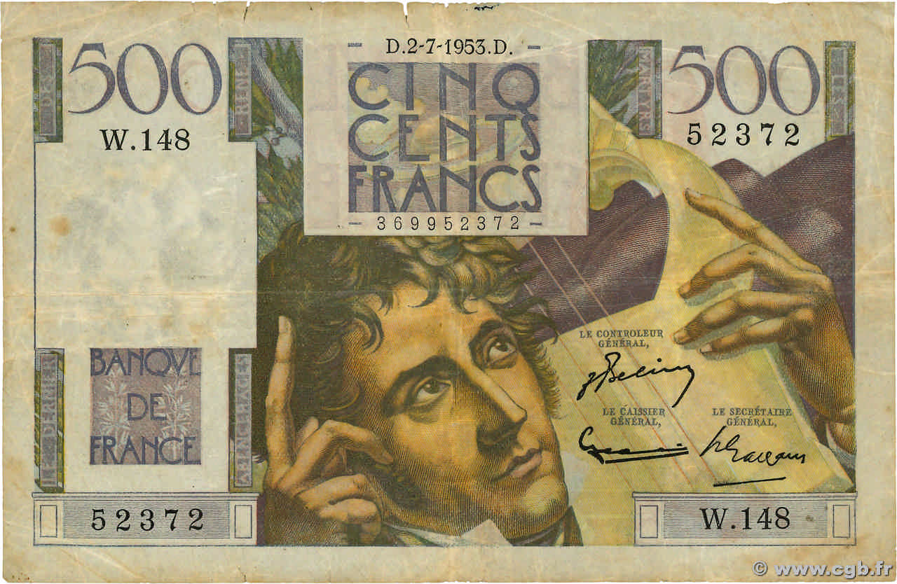 500 Francs CHATEAUBRIAND FRANKREICH  1953 F.34.13a S