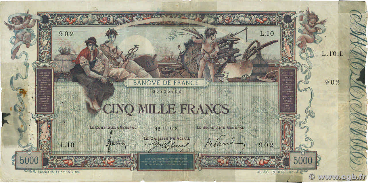 5000 Francs FLAMENG FRANCIA  1918 F.43.01 RC