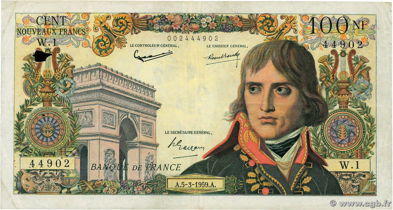 100 Nouveaux Francs BONAPARTE FRANCE  1959 F.59.01 F-