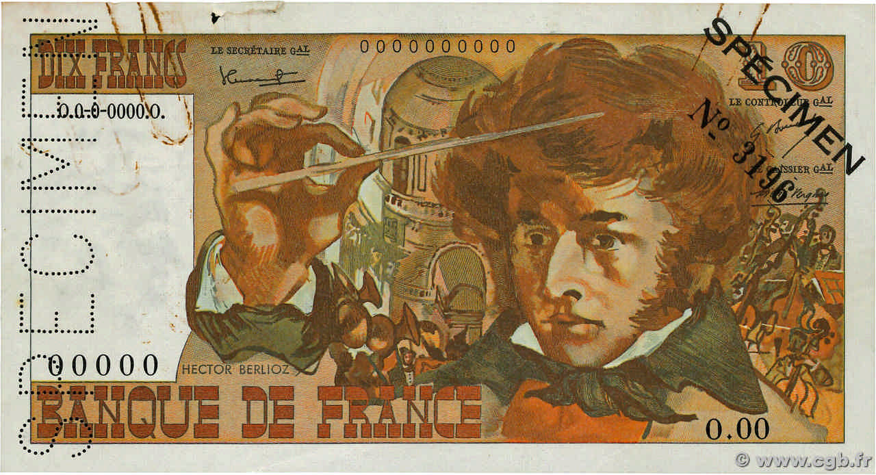 10 Francs BERLIOZ FRANCE  1972 F.63.01Spn2 TTB