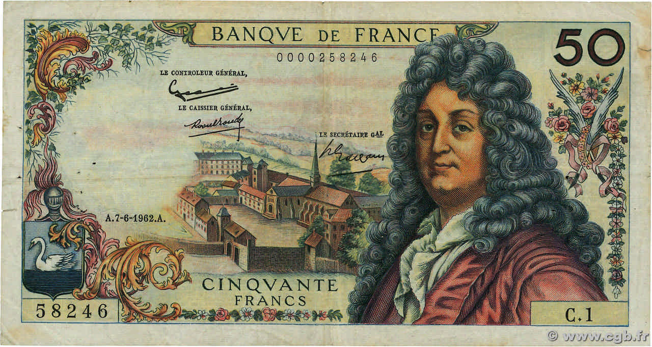 50 Francs RACINE FRANCE  1962 F.64.01 F