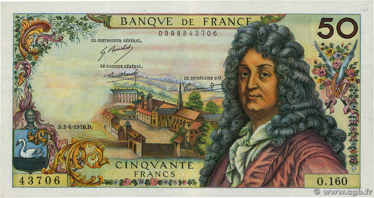 50 Francs RACINE FRANCE  1970 F.64.16 XF