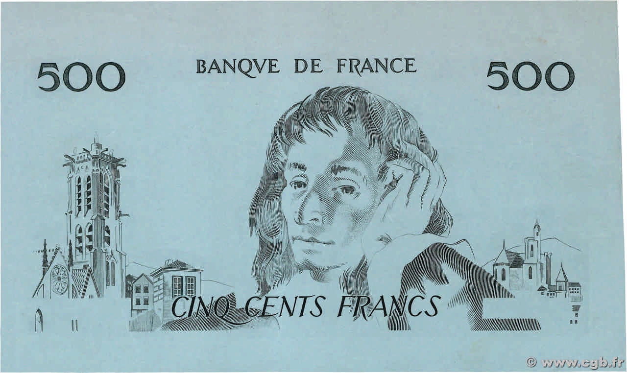 500 Francs PASCAL Épreuve FRANKREICH  1968 F.71.00p fST