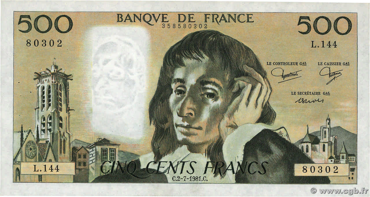 500 Francs PASCAL FRANCE  1981 F.71.25 SUP+