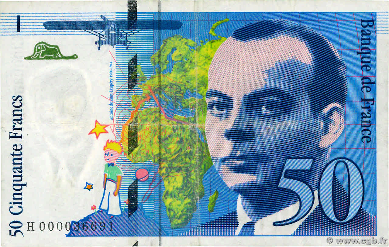 50 Francs SAINT-EXUPÉRY FRANCE  1992 F.72.01aH VF
