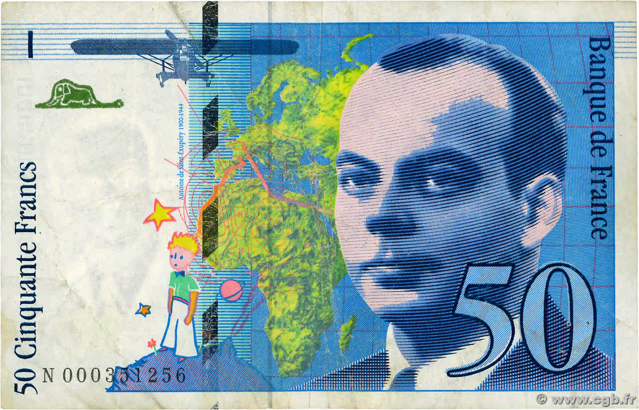 50 Francs SAINT-EXUPÉRY FRANCIA  1992 F.72.01aN BC