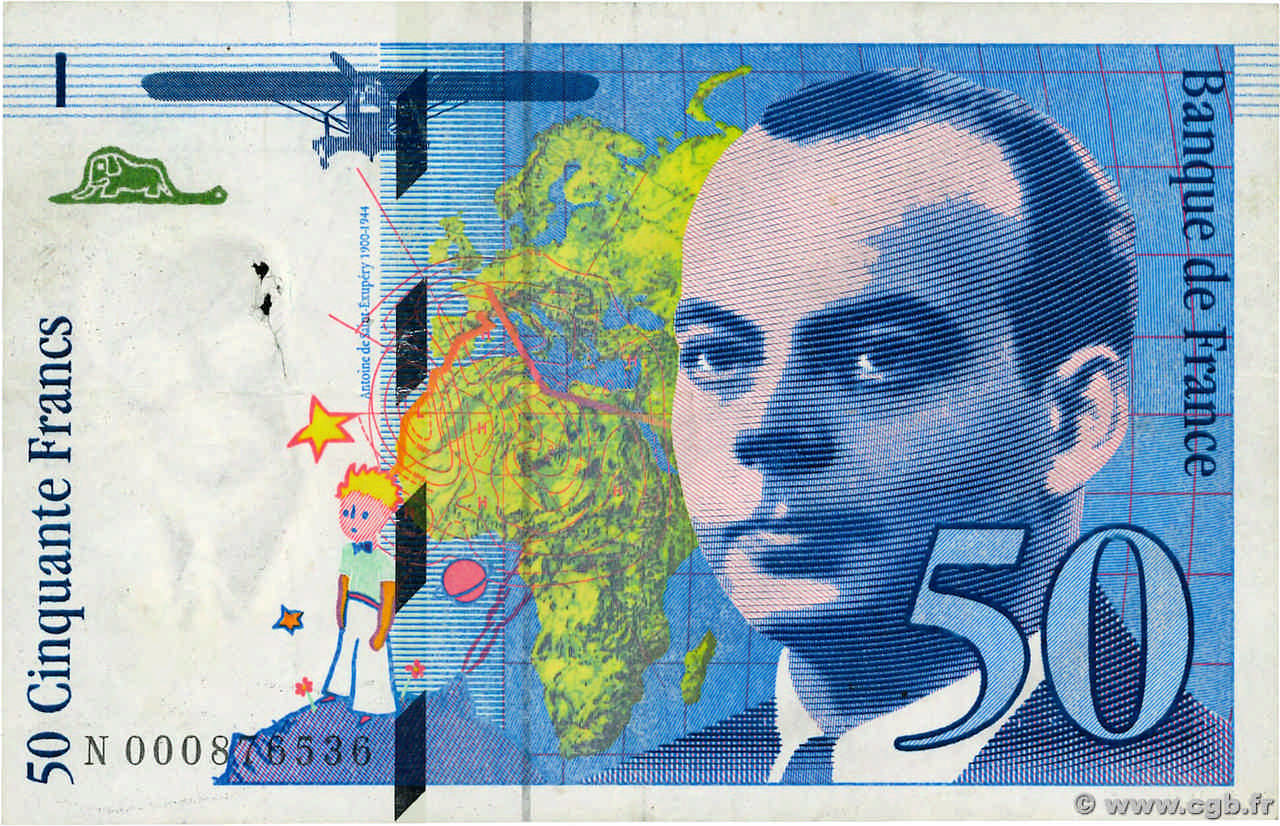 50 Francs SAINT-EXUPÉRY FRANCIA  1992 F.72.01aN MBC