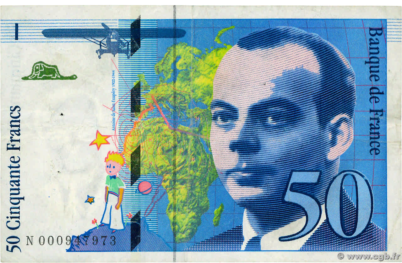 50 Francs SAINT-EXUPÉRY FRANCIA  1992 F.72.01aN BC+