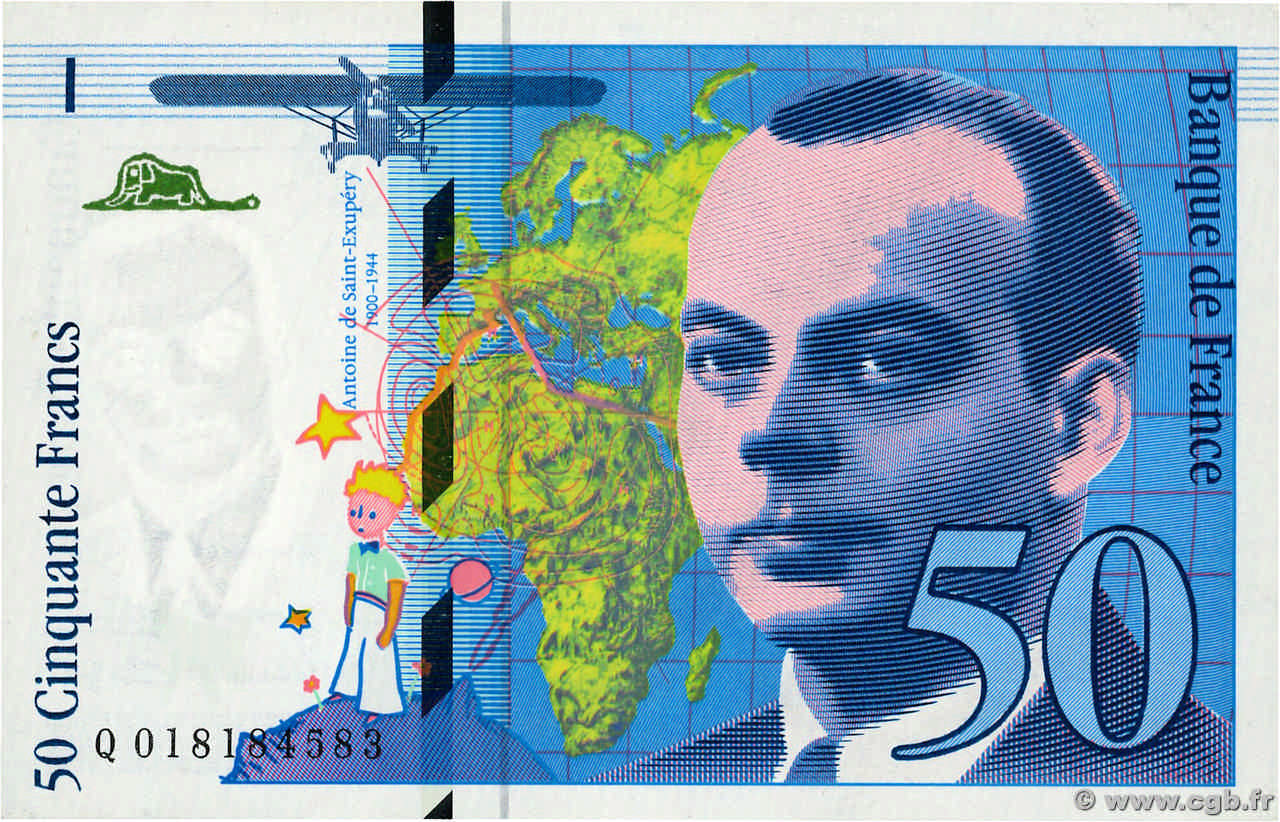 50 Francs SAINT-EXUPÉRY modifié FRANKREICH  1994 F.73.01b ST
