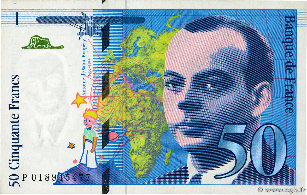 50 Francs SAINT-EXUPÉRY modifié FRANCE  1994 F.73.01c UNC-