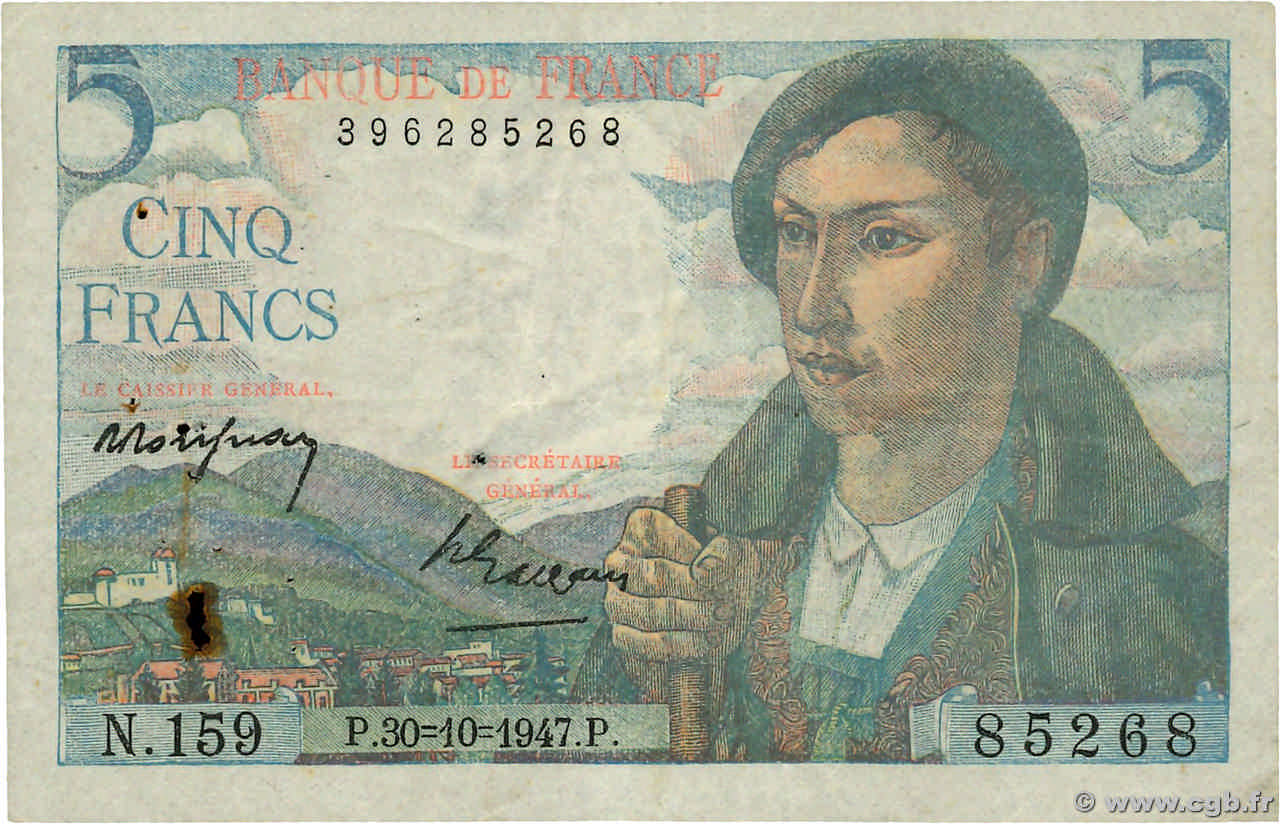 5 Francs BERGER Grand numéro FRANCIA  1947 F.05.07a q.BB