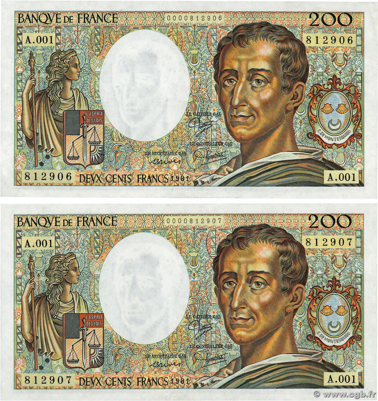 200 Francs MONTESQUIEU Petit numéro FRANKREICH  1981 F.70.01A1 fST