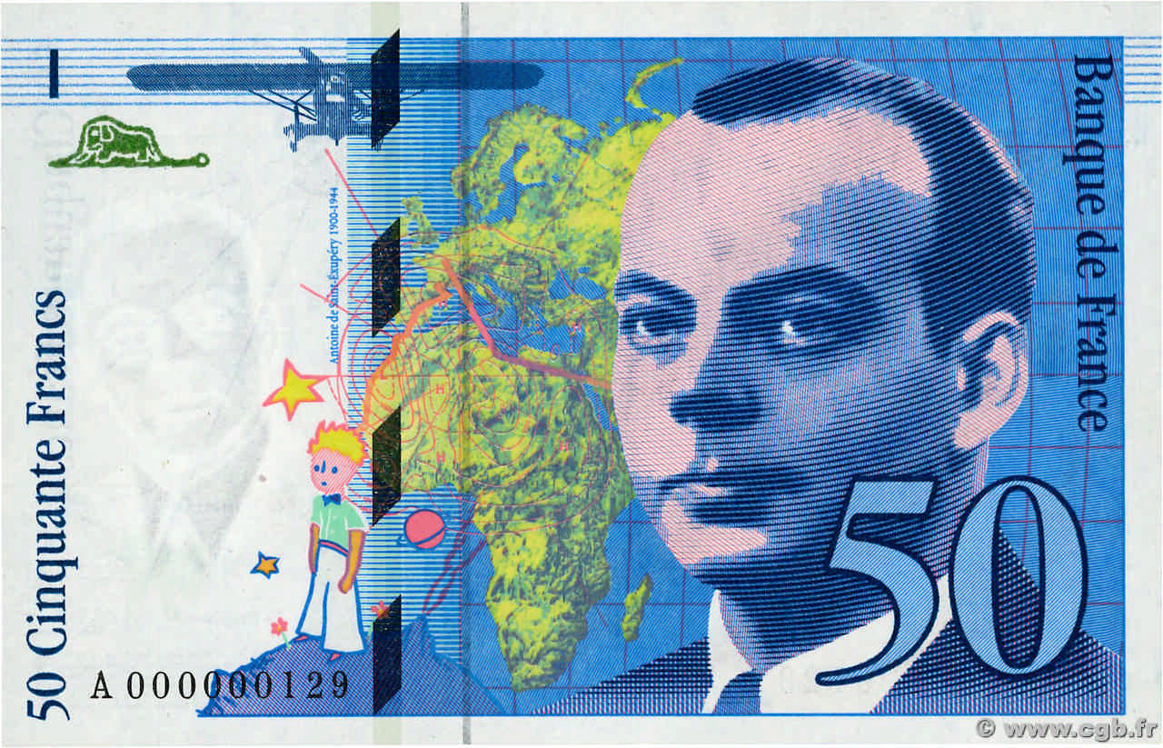 50 Francs SAINT-EXUPÉRY Petit numéro FRANCIA  1992 F.72.01aA1 SC+