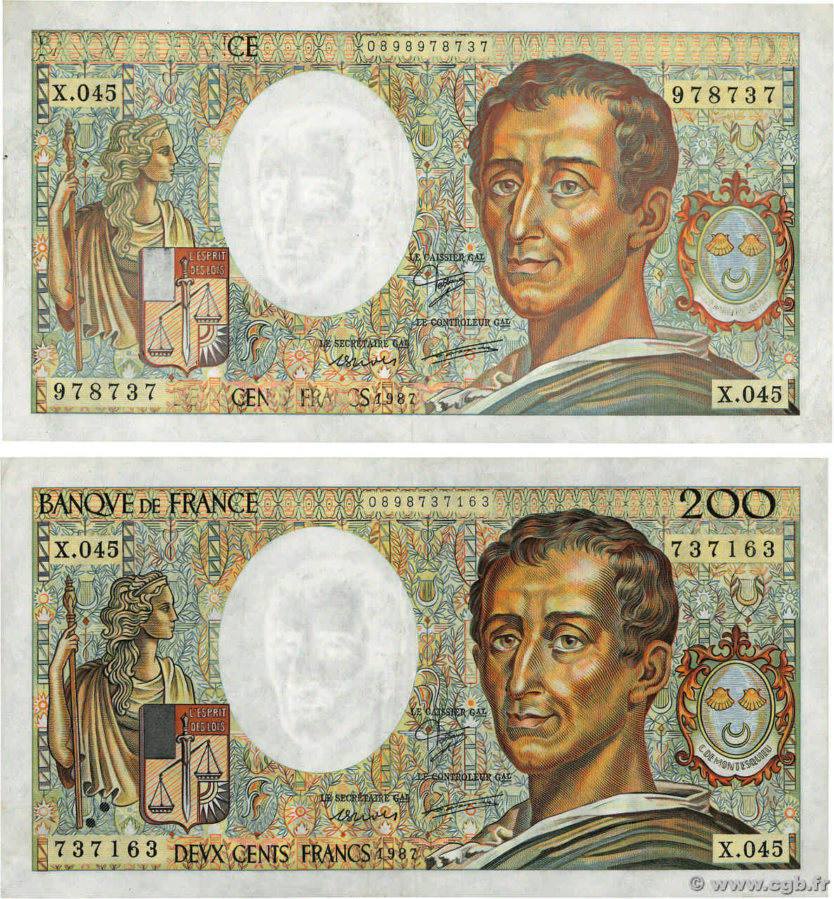 200 Francs MONTESQUIEU Fauté FRANKREICH  1987 F.70.07 SS