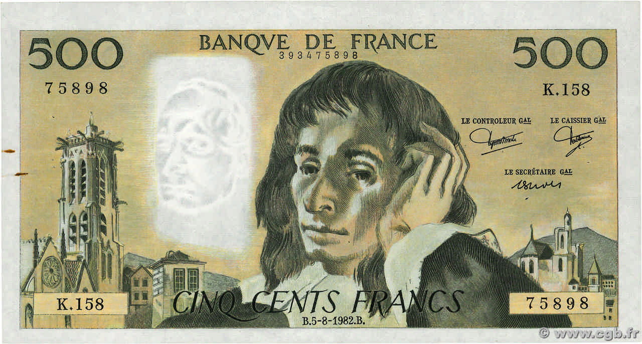 500 Francs PASCAL Fauté FRANCE  1982 F.71.27 TTB+
