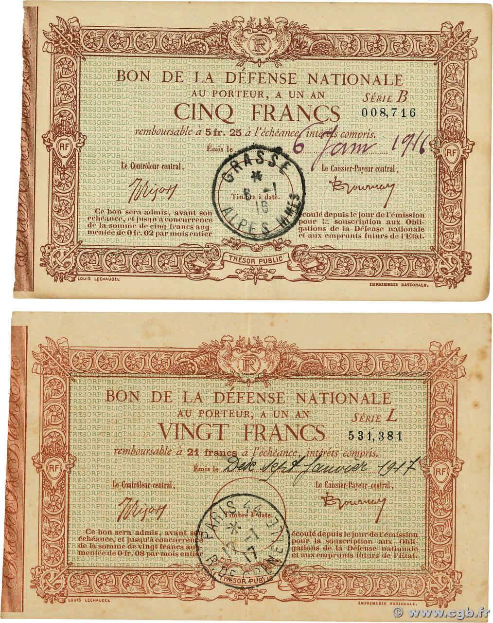 20 Francs Lot FRANCE régionalisme et divers  1916  SUP