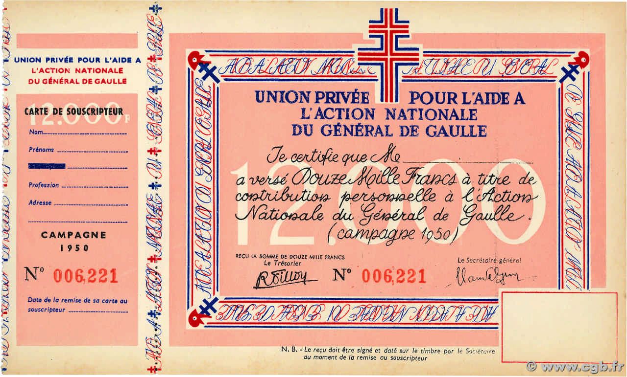 12000 Francs FRANCE Regionalismus und verschiedenen  1950  fST