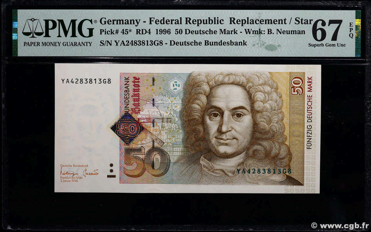 50 Deutsche Mark Remplacement GERMAN FEDERAL REPUBLIC  1996 P.45 UNC