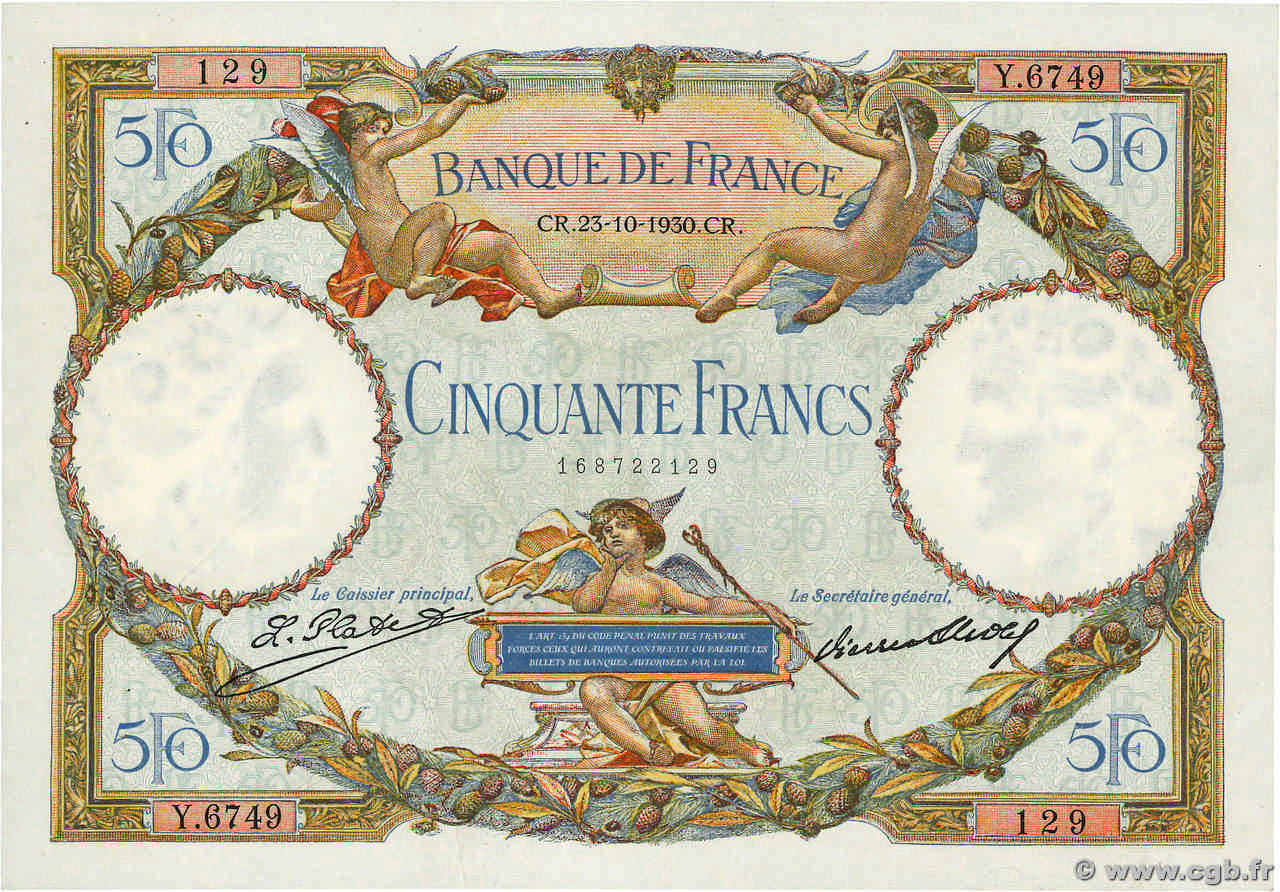 50 Francs LUC OLIVIER MERSON type modifié FRANCE  1930 F.16.01 pr.SUP