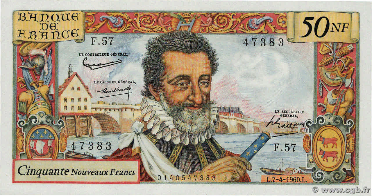 50 Nouveaux Francs HENRI IV FRANCIA  1960 F.58.05 SC
