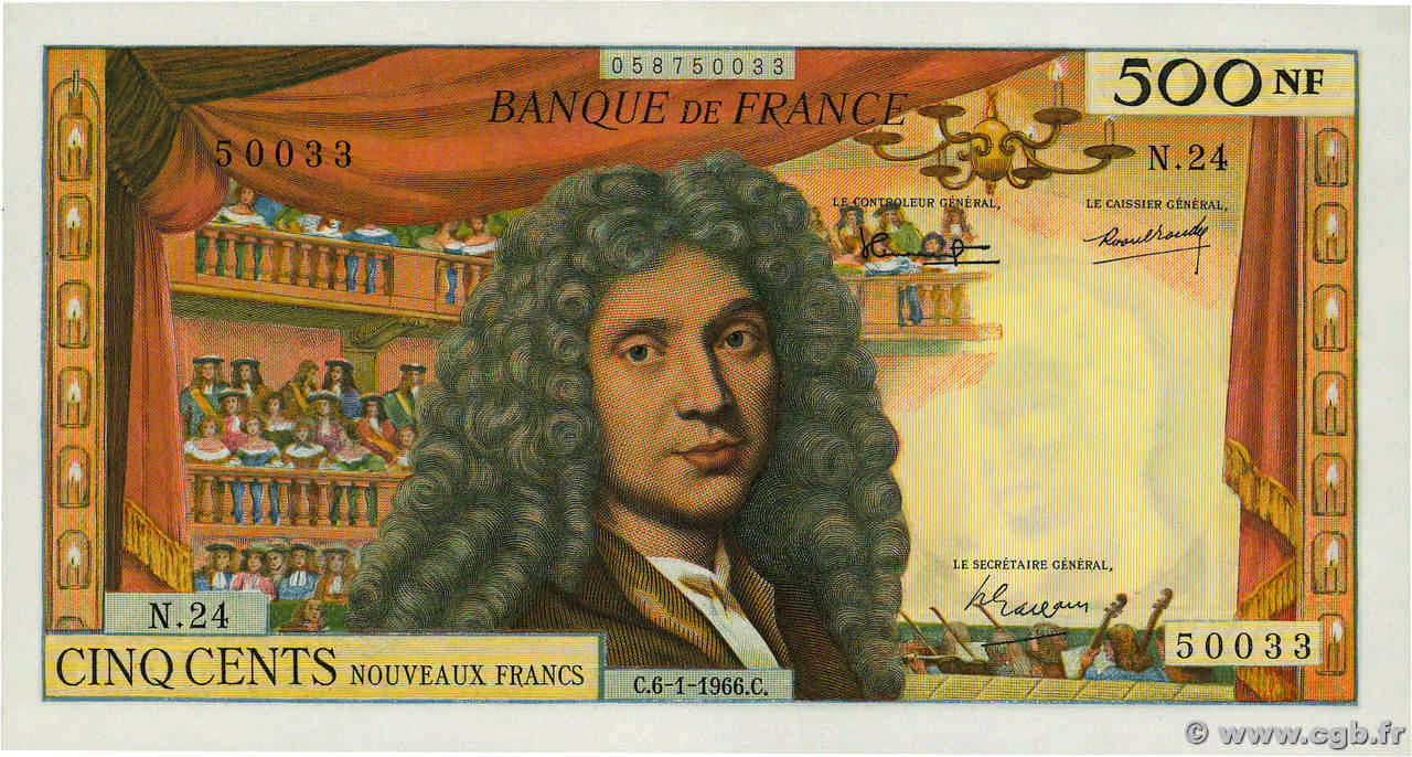 500 Nouveaux Francs MOLIÈRE FRANCIA  1966 F.60.09 SC