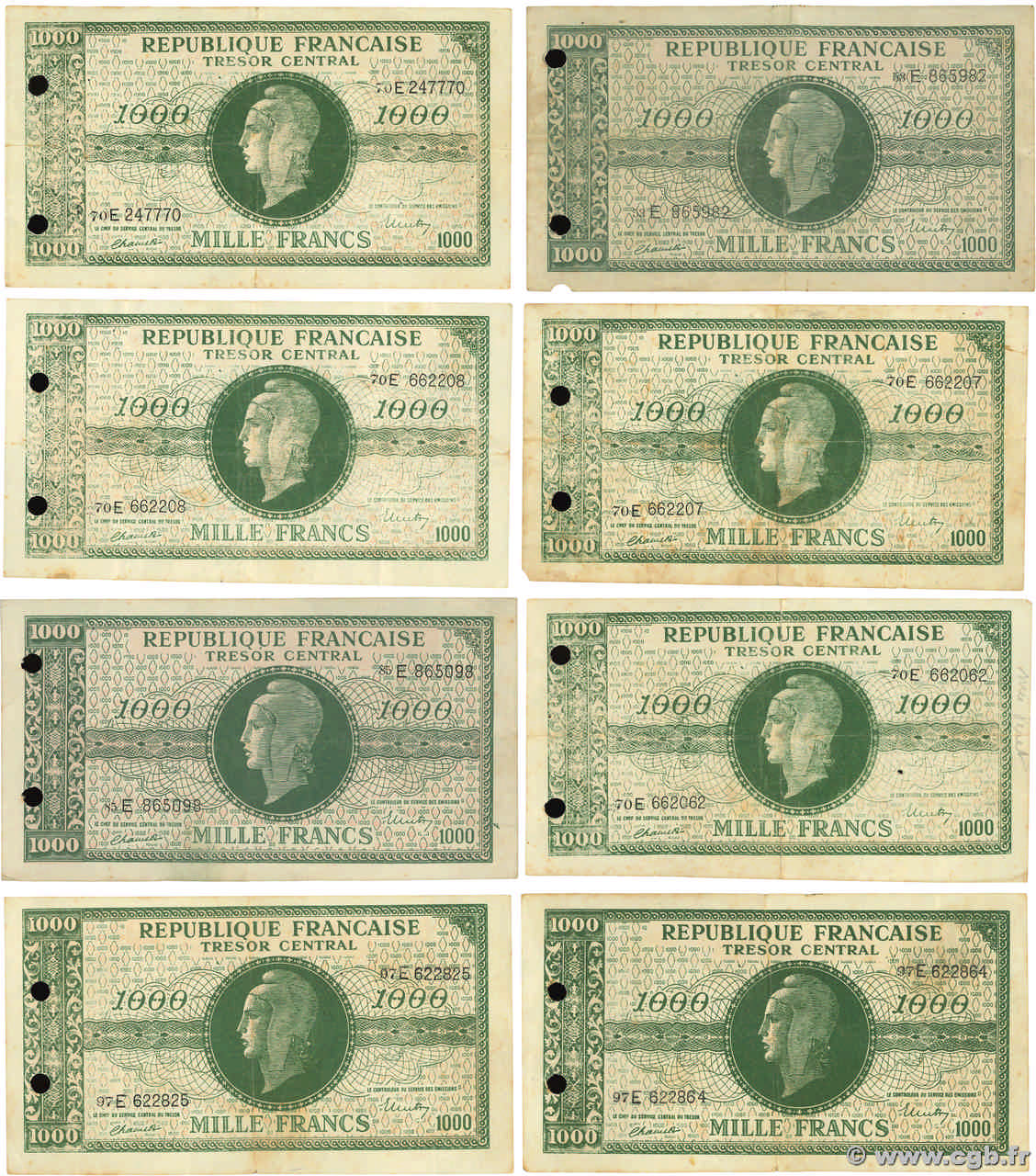 1000 Francs MARIANNE THOMAS DE LA RUE Faux FRANCE  1945 VF.13.02x TB à TTB