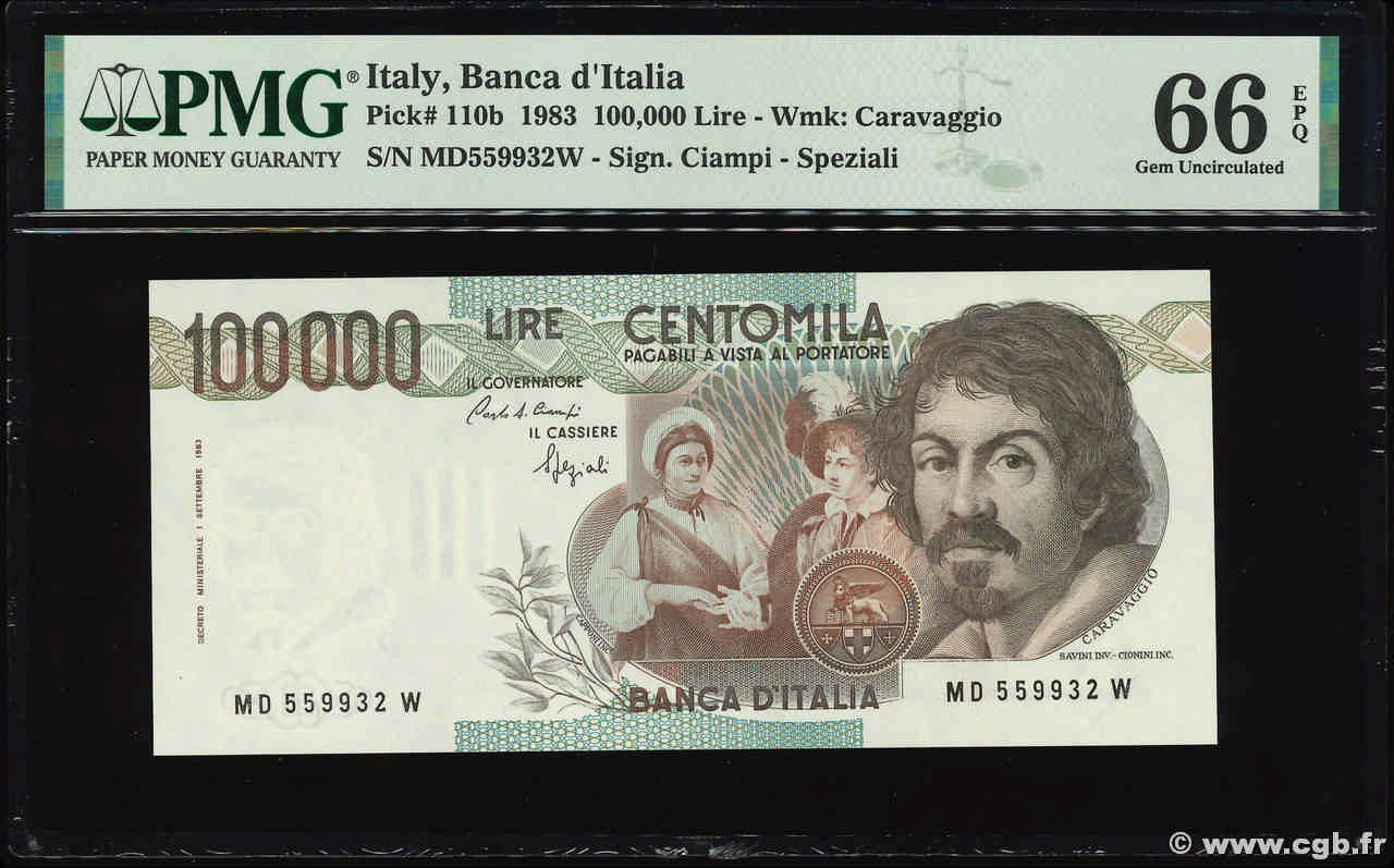 100000 Lires ITALY  1983 P.110b UNC