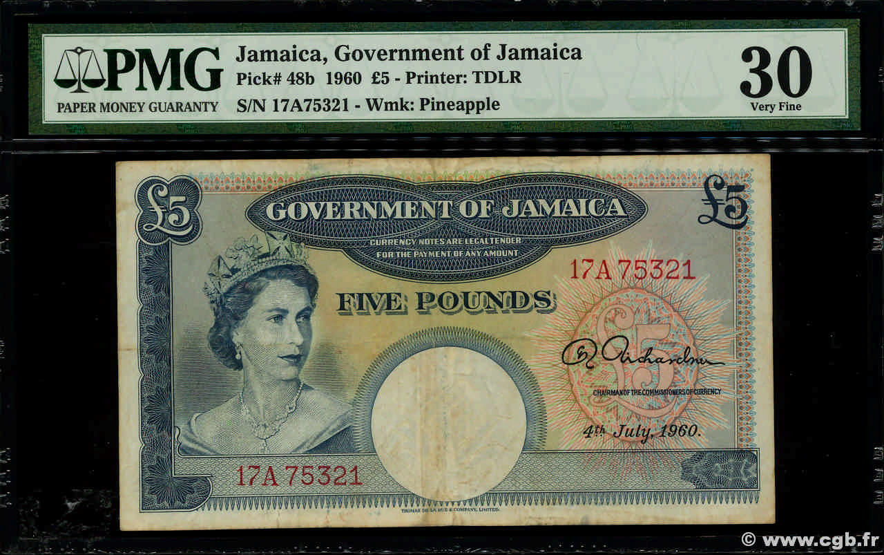 5 Pounds JAMAIKA  1960 P.48b SS