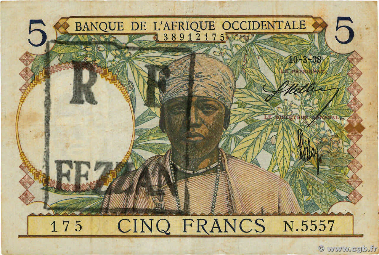 5 Francs Faux LIBYE  1938 PS.M9 TTB
