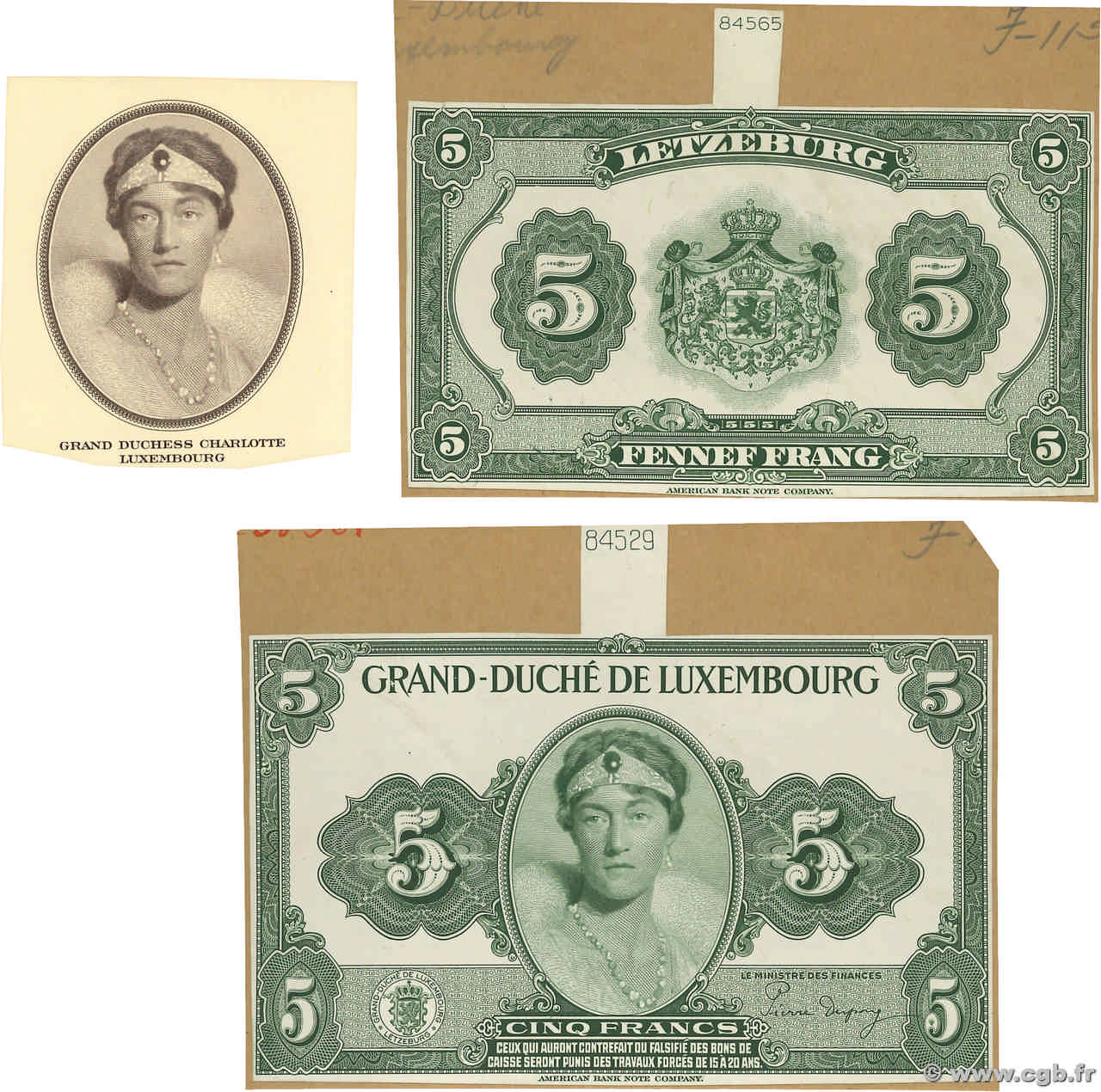5 Francs Épreuve LUXEMBOURG  1944 P.43e SPL