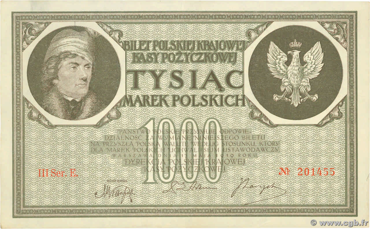 1000 Marek POLEN  1919 P.022d VZ+