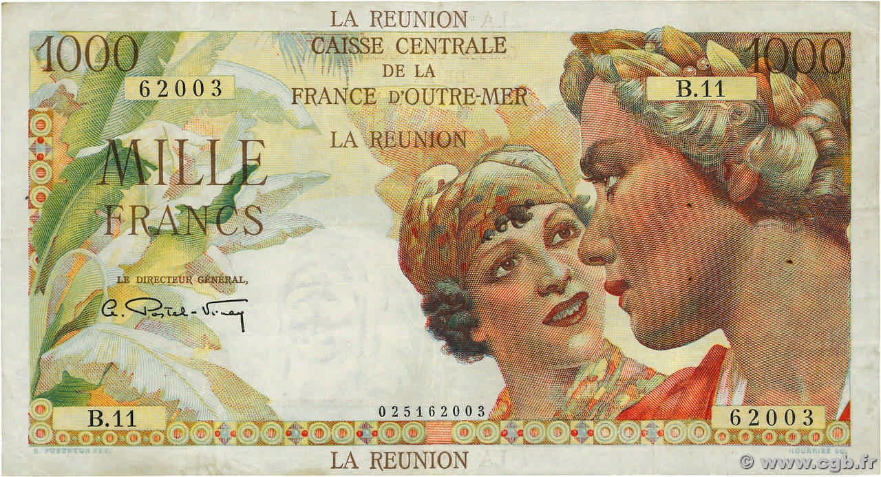 1000 Francs Union Française ISOLA RIUNIONE  1946 P.47a BB