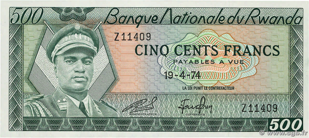 500 Francs RWANDA  1974 P.11a pr.NEUF