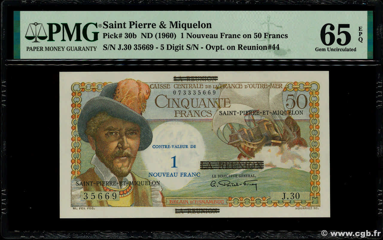 1 NF sur 50 Francs Belain d Esnambuc SAINT PIERRE ET MIQUELON  1960 P.30b pr.NEUF