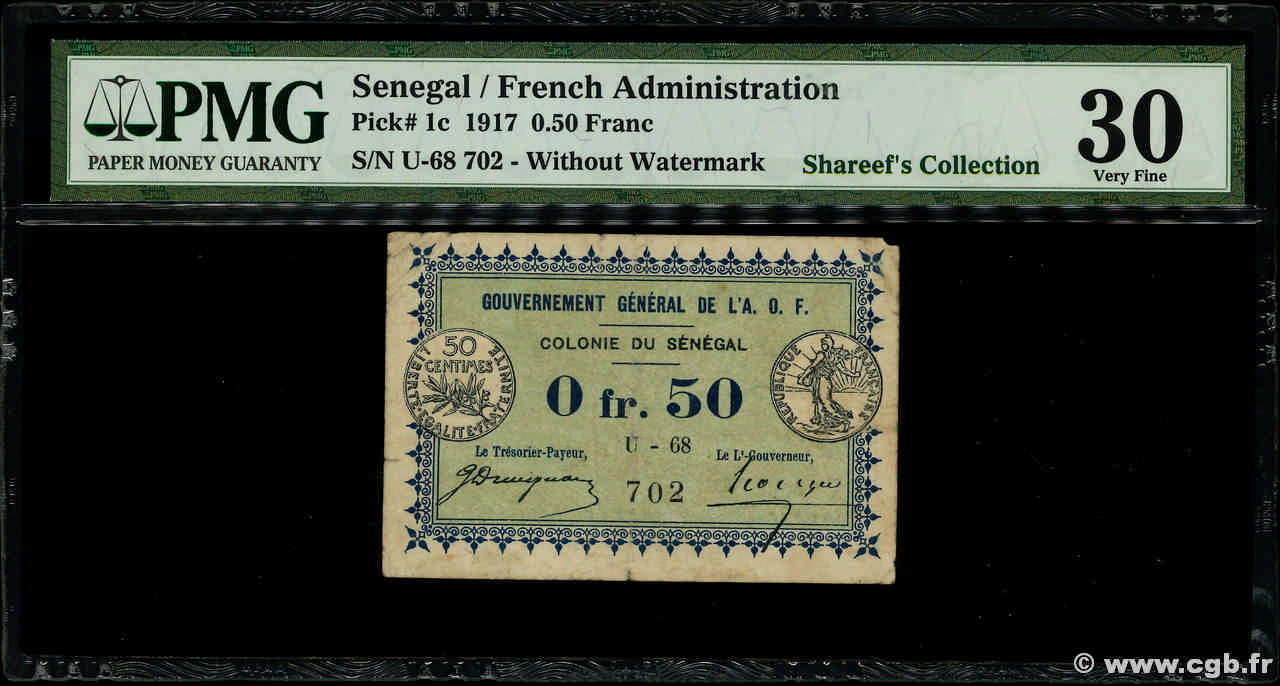 50 Centimes SENEGAL  1917 P.01c VF
